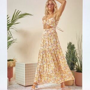 L* Space Zuri Dress in What in Carnation Floral Open Back Sun Dress Size Small